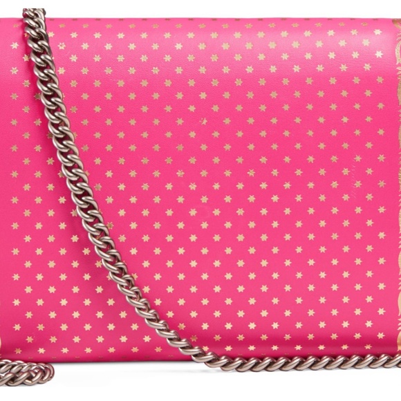 New Authentic Gucci Guccy Logo Moon & Stars Leather Wallet Chain Small P… - Picture 7 of 15